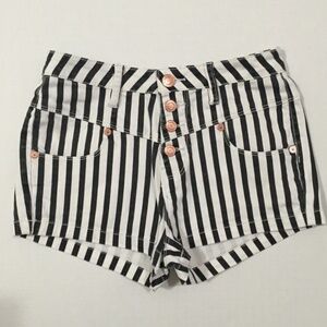 Kendall & Kylie High-rise Striped Jean Shorts